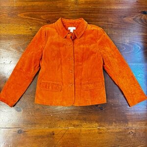 Christopher & Banks 100% Suede Leather Orange Jacket.  Size Large‎